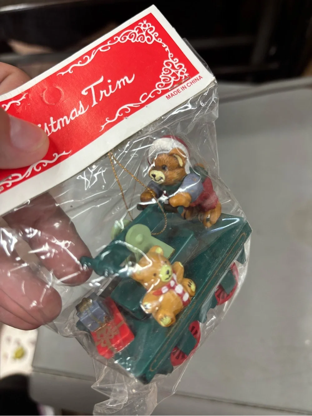 Christmas Trim Kids Toy Train Car - Red & Green